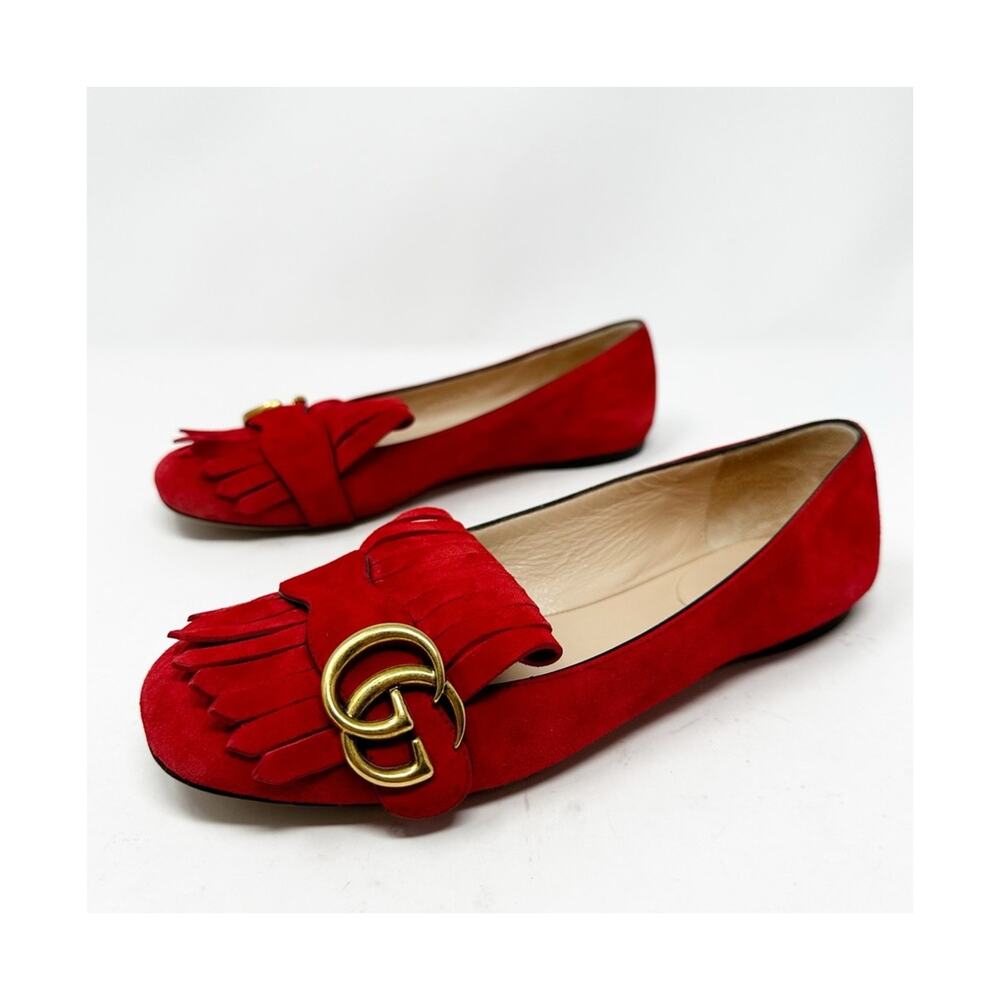Gucci GG Marmont Fringe Loafer Slip On Flats Womens Size EU 36